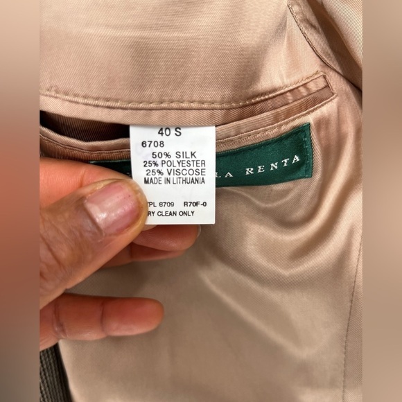 Oscar de la Renta brown silk blend blazer coat jacket size 40S - Picture 5 of 8